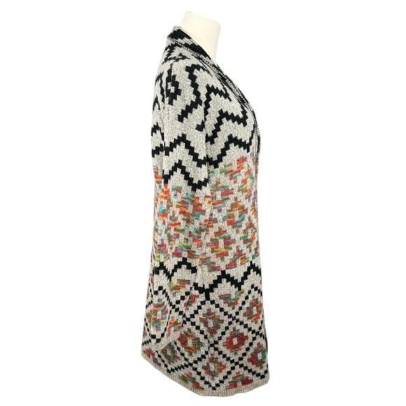 Dreamers Open Front Cotton Blend Tribal Geo Cardigan Moody | S/M - Picture 5 of 11